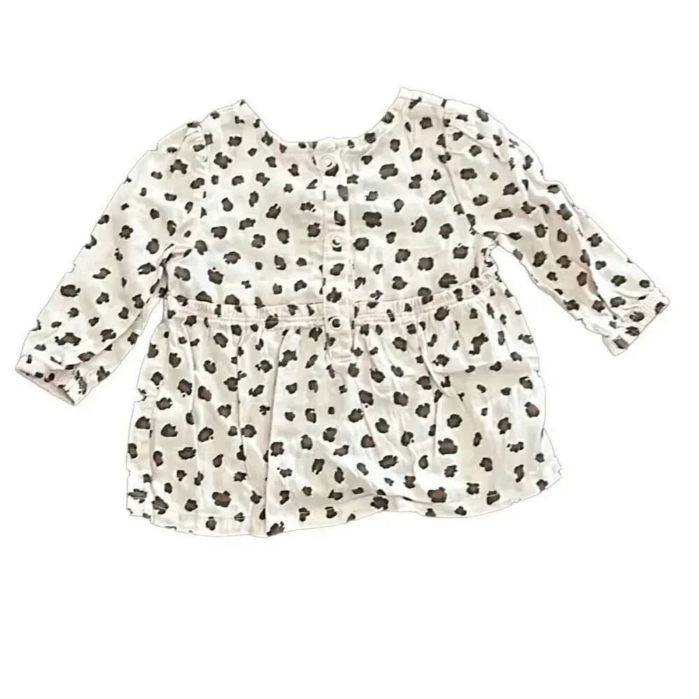Carter’s cheetah pattern, long sleeve baby top size 6 months
